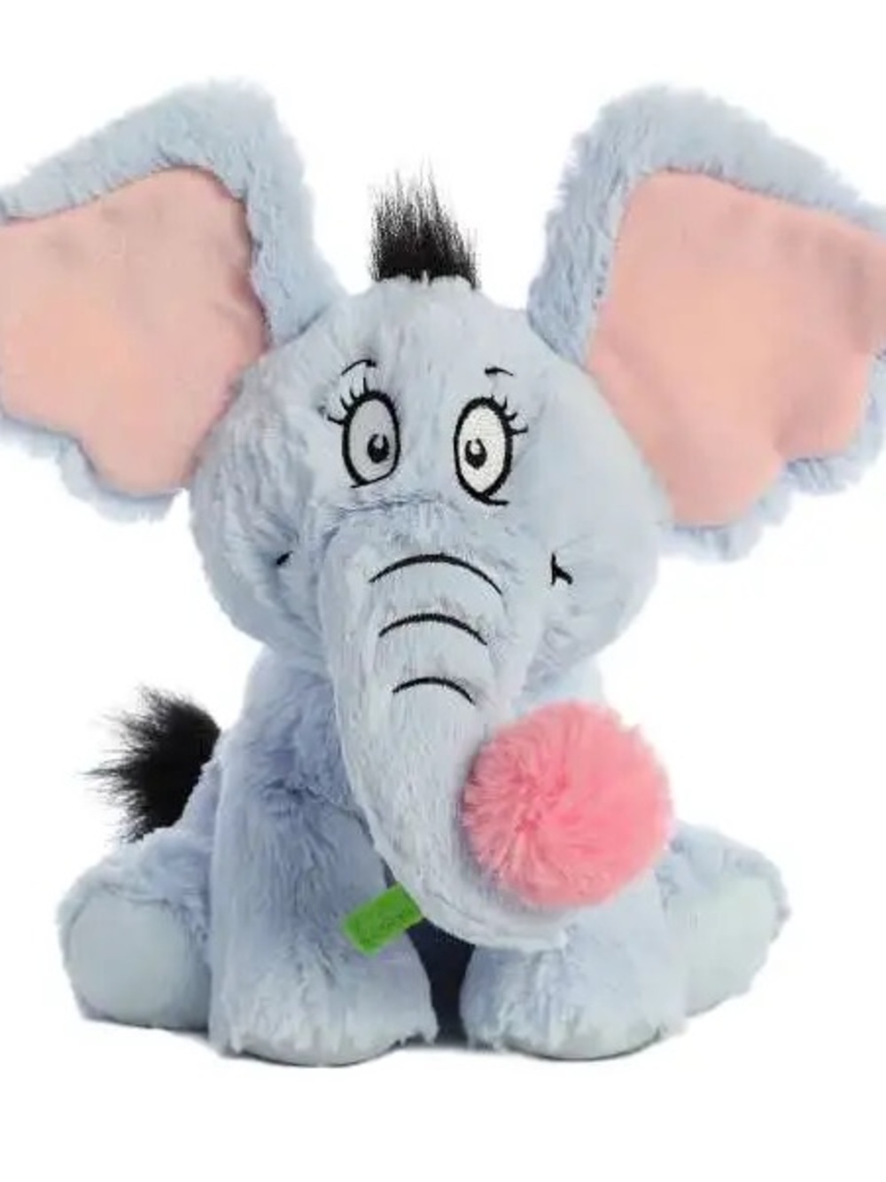 Plush Blue Elephant Stuffed Toy with Pink Pom Pom Horton Dr Seuss Book Buddies